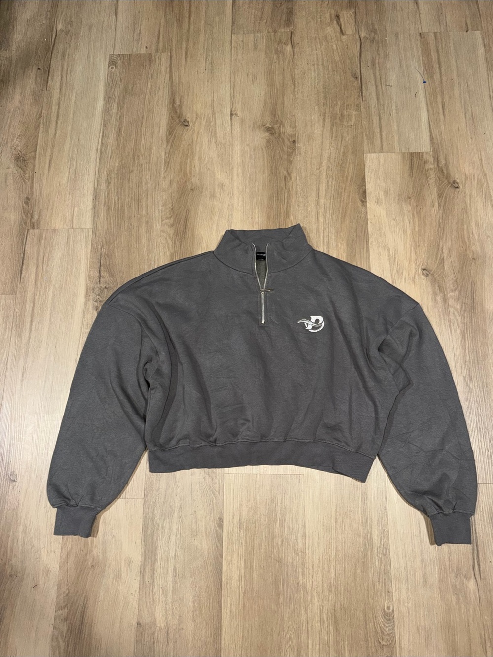 PrettyLittleThing Charcoal Cropped Half-Zip Turtleneck Sweater